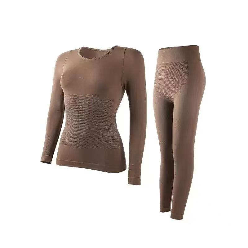 Women's Seamless Body Shaping Thermal Underwear Set - Slimming, Hip Lifting, Abdomen Flattening, Thin Autumn Clothes & Trousers