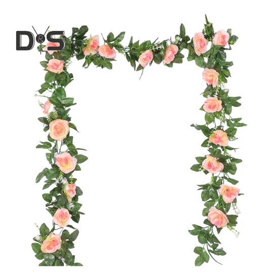 

220 см искусственная розовая гирлянда реалистичная комнатная и уличная подвесная искусственная цветочная гирлянда растения виноградная лоза свадебная вечеринка весенняя каминная полка крыльцо лестница украшение шампанского