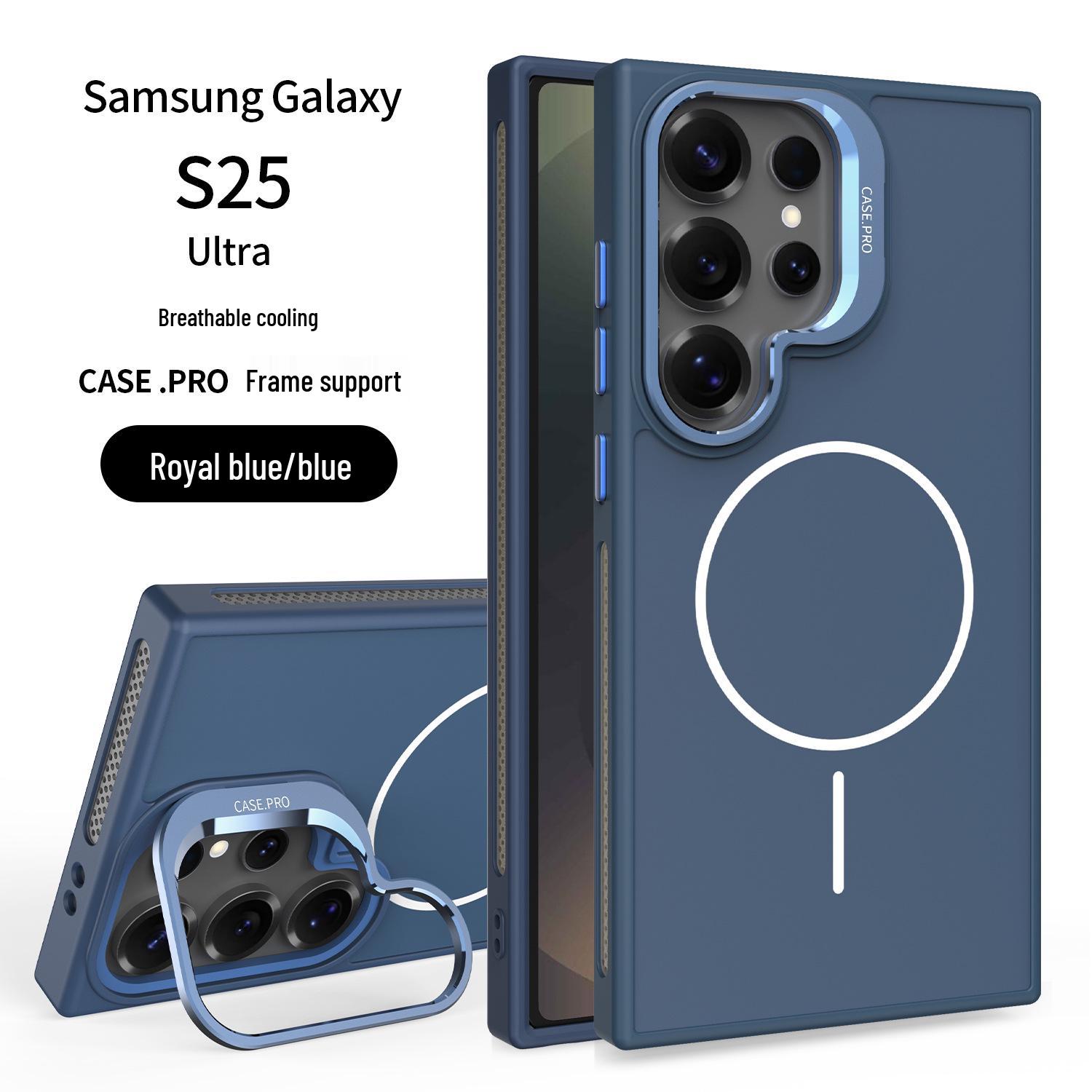 Samsung S25 Thin Ring Magnetic Phone Case with Breathable Heat Dissipation & S24 Ultra Lens Stand S25