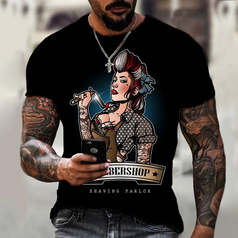 Street Men's T-shirt Hairdressing Pattern Casual Short Sleeve O Neck Fashion Hot Seller Funny 3D Printed Harajuku Hip Hop Shirt