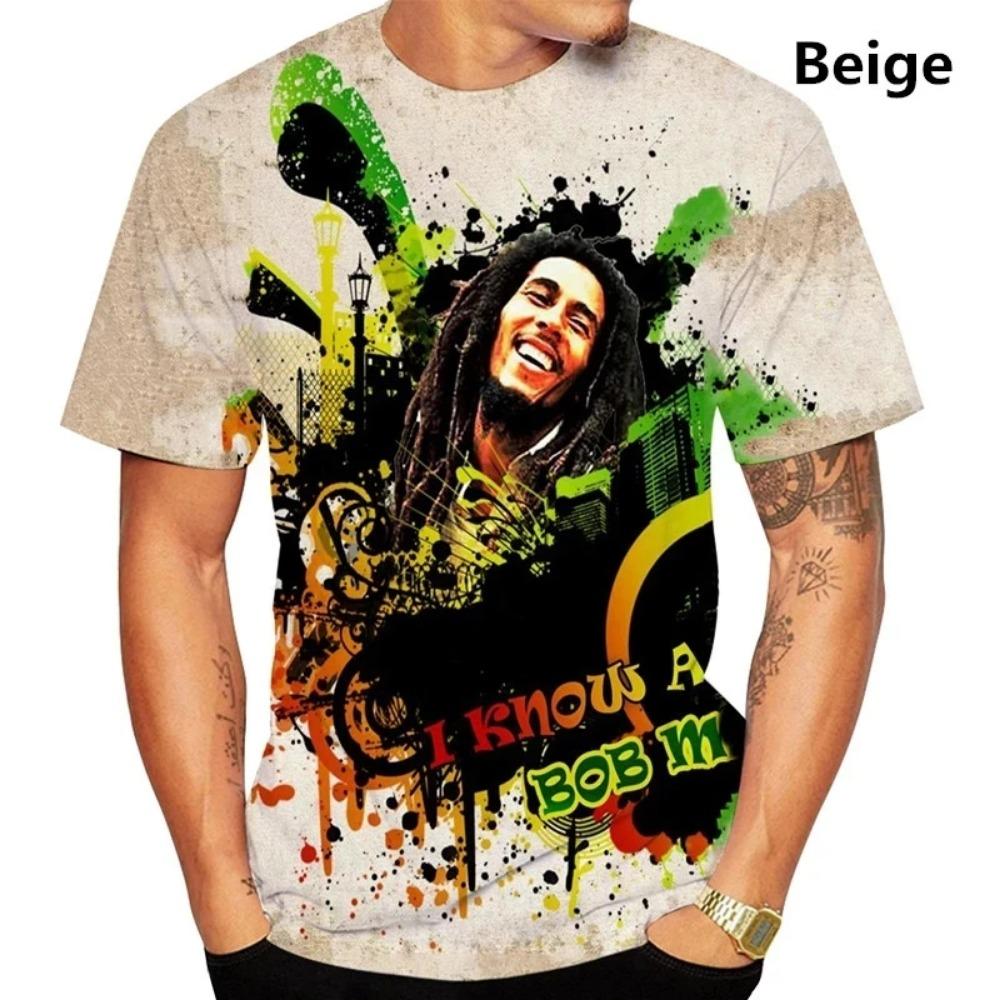 Fashion Trends T-Shirt Summer Bob Marley Men 3D Printed T-Shirt Reggae Hip Hop Casual Short Sleeve Printed T Shirt