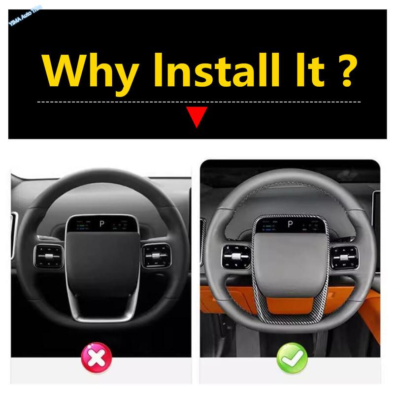 ABS Carbon Fiber Look Steering Wheel Cover Trim For Li Lixiang L6 2024 2025 Decoration Accessories