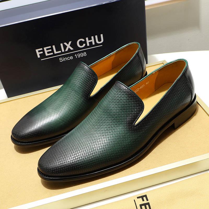 Fashion Men's Fashion Loafers Green Genuine Leather Slip-On Casual Dress Shoes for Wedding Party Formal Suit