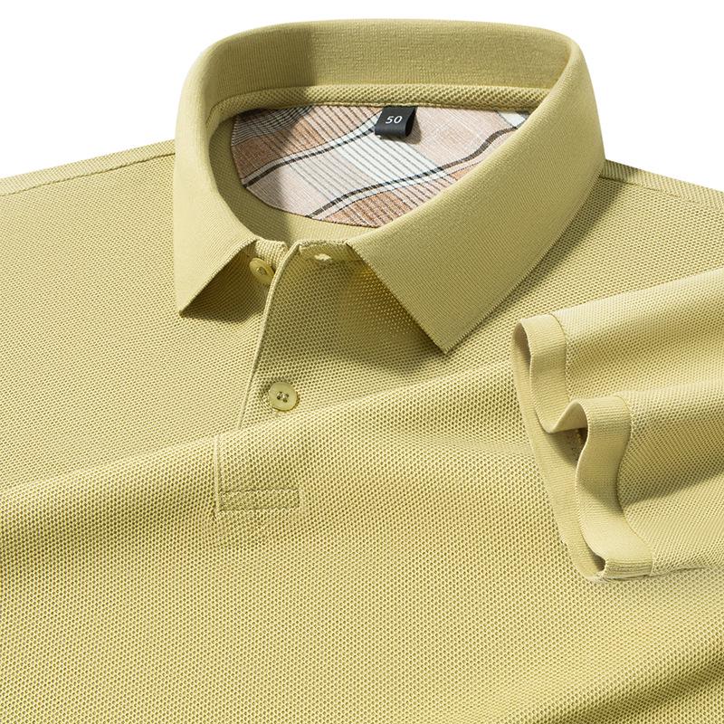 

2026 Hexagonal Bead 100% Cotton Men s Short Sleeve Polo Shirt with High-End Checkered Fabric. M
