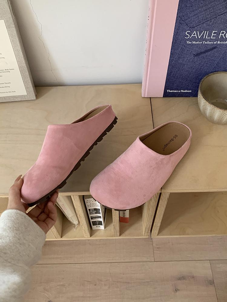 

Модные тапочки Женская мода Уличные Весенние Новые Ретро Повседневные Тапочки на Толстой Подошве с Увеличенной Внутренней Высотой Тапочки-Сандалии с Закрытым Носком 35 розовый