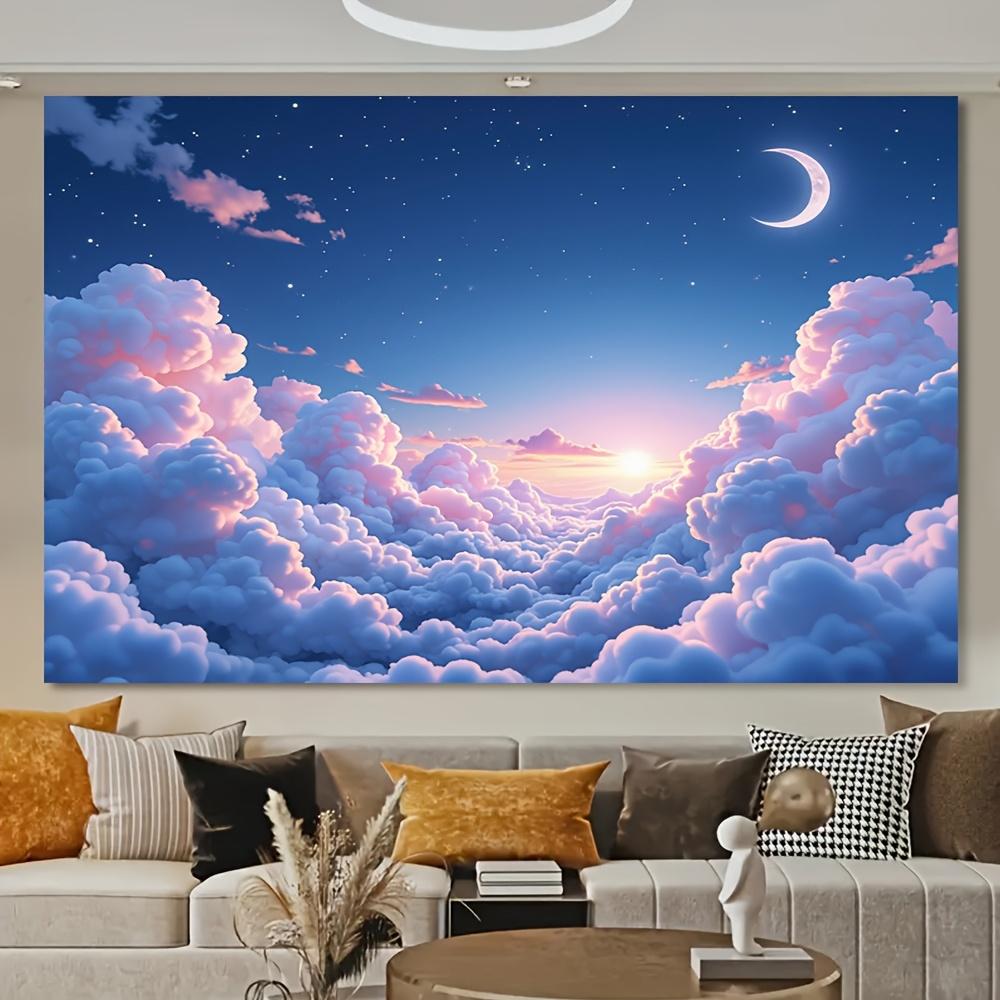 

Dreamy Sky Clouds Sunset Moon Wall Tapestry 2D Flat Print Celestial Art Nature Decor Boho Style Home Interior Hanging 74x94cm(29x37in)