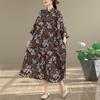 DIMANAF New 2026 Women Plus Size Spring Summer Beach Long Dress Lady Loose Oversize Maxi Floral Print Cotton Button