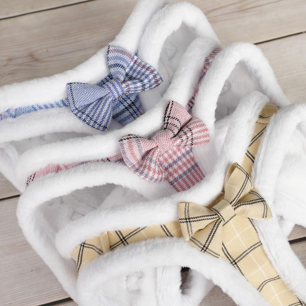 Winter Warm Pet Dog Harness Leash Set Soft Fur Padded Puppy Cat Harness Vest Thick Dogs Vest For Small Medium Dogs Chihuahua Pug
