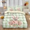 3pcs Easter Egg Rabbit Print Down Duvet Cover Set, Multi Size Bedroom, Dormitory Bedding Decoration, Machine Washable