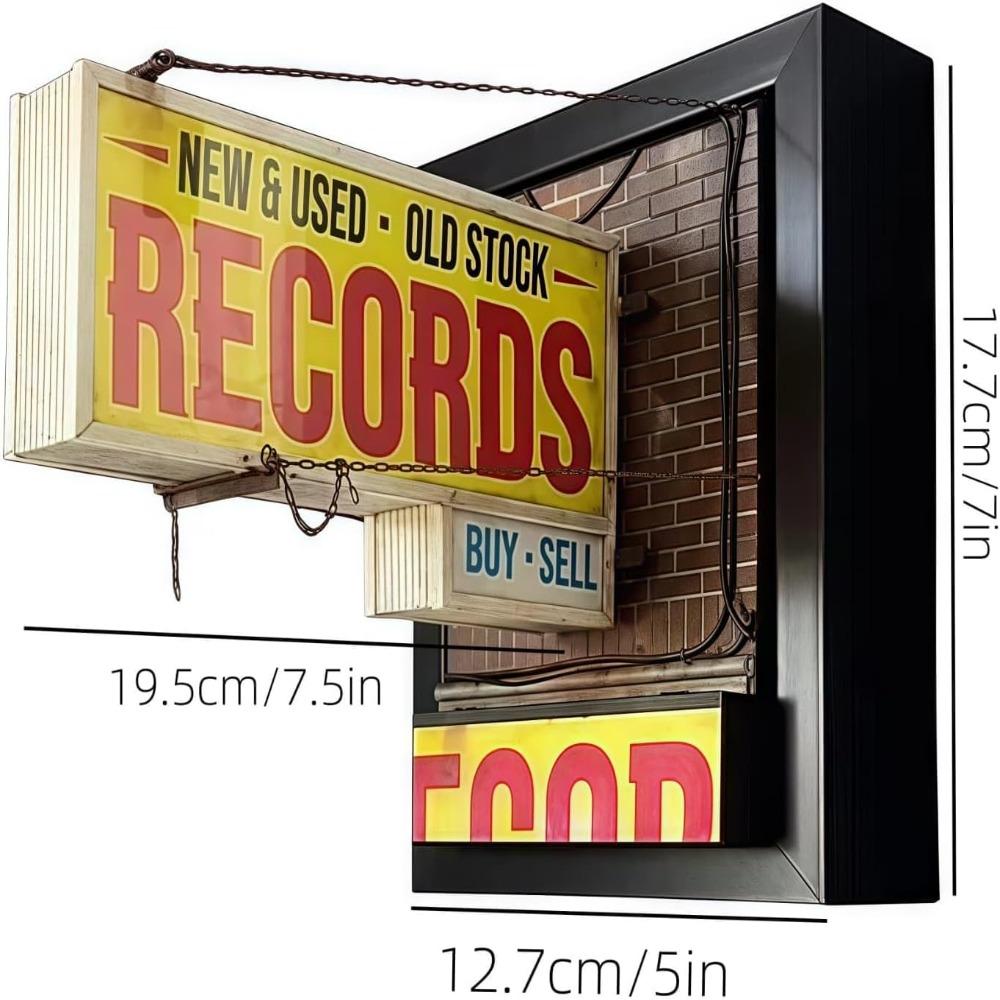 3D Miniature Record Store Retro Wall Light Retro Record Player Wall Light  Record Collector Gift