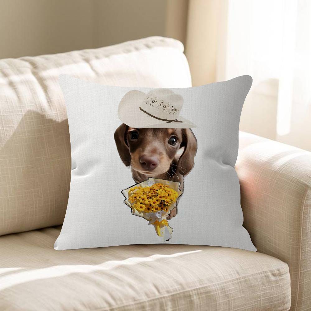 Cute Dachshund Dog Cushion Cover Inches Farmhouse Decor Home Throw Pillow Covers For Couch Decorations