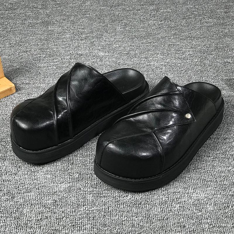 Open-back Casual Shoes Half Shoes for Men Mules Large Size 45 46 Platform Loafers Slippers Backless Slides Sandal Slip On Flats