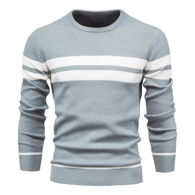 Herbst und Winter Herren Freizeit Gestreifter Herrenpullover Pullover Farbkombination Rundhals Herren Europäische Größe Pullover