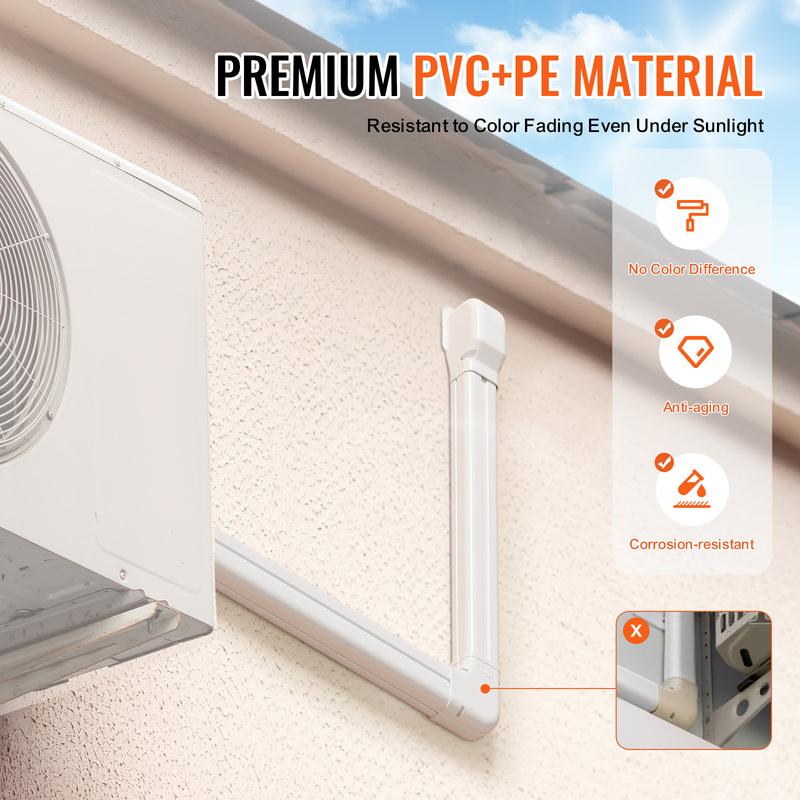SucceBuy Mini Split Line Set Cover PVC Decorative Pipe Line Cover For Air Conditioner Easy To Install Paintable for Heat Pump