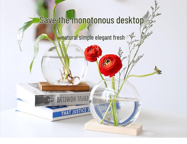 Nordic Wood Art Hydroponic Vase - Pothos Ornament for Living Room & Office Decor