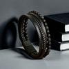 Leather Handcrafted Multi-layer Bracelet for Men, Retro-style Patch Magnet Clasp Wristband, Male Version