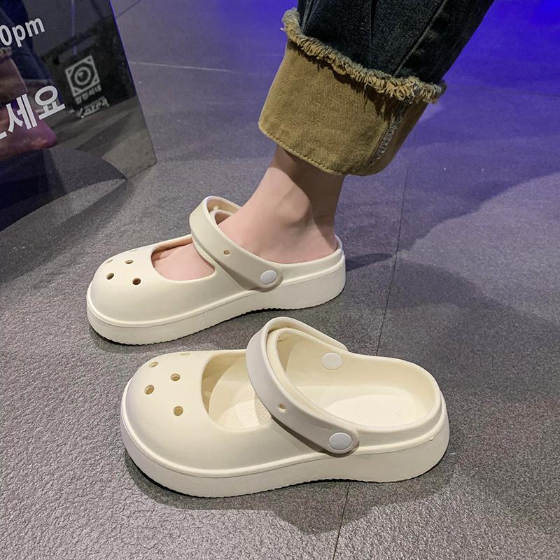 Nou stil de vară, la modă, confortabil, ocazional și versatil Papuci semi-sandali cu talpă groasă Saboți anti-alunecare