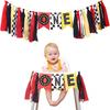 Pre-Strung Race Car Highchair Banner 1st Birthday Boy, Racetrack First Birthday ONE High Chair Banner Decorations, First Trip Around the Sun Party