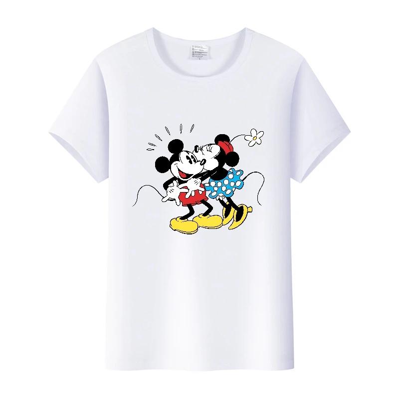 Fashion Disney Cartoon Men Tshirt Female Tops Summer Women Short Sleeve T-shirt Gothic Tee Ladies Mickey Mouse Graphic Clothes