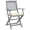 VidaXL Set of 4 Outdoor Folding Chairs with Cushions, Patio Seats, Dining Chairs, Patio Furniture 3064511
