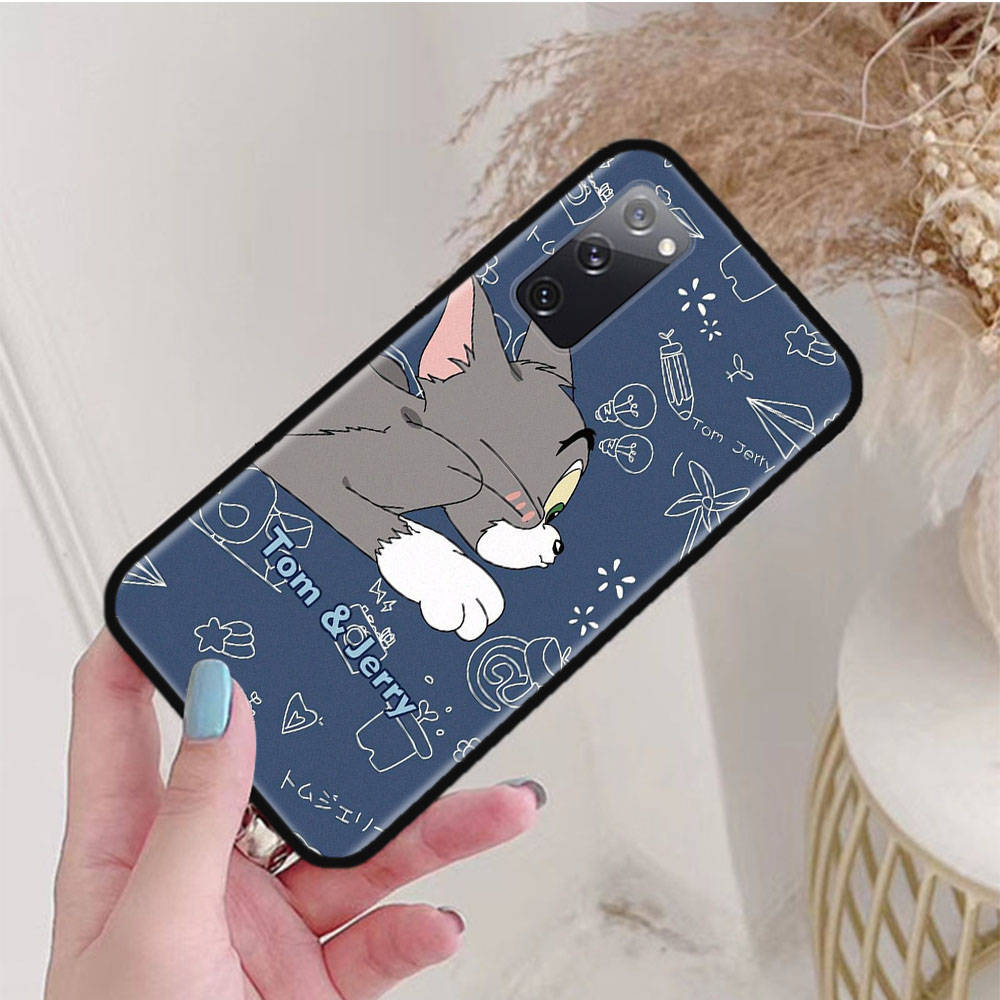 Black Case for Samsung Note 20 Lite S24 Ultra S23 A03 A05 A06 A11 A71 A15 A16 A13 A24 A25 A33 A52 A53 A50 M55 M35 Plus C-47 Tom Jerry Cat Mouse