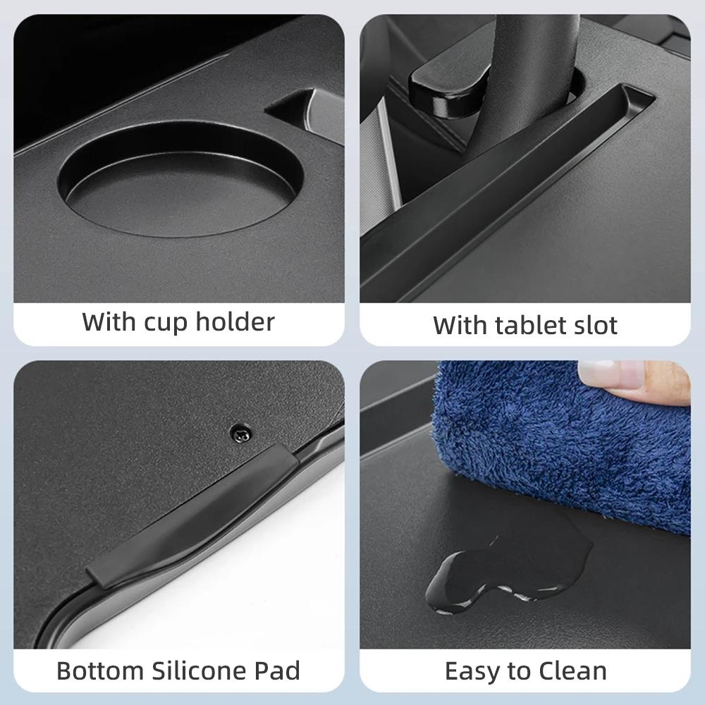 2-in-1 Car Steering Wheel Desk With Seat Gap Filler Storage Box, Portable Laptop Tray And Organizer For Vehicle Interior