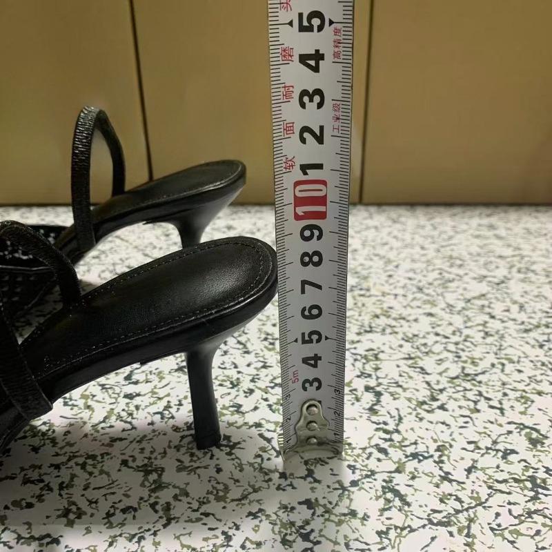 Mode Luxus Schwarze Perle High Heels Damen Sandalen für Party Abschlussball Spitzzehe Slingbacks Mesh Designer Sommer Damen Kleiderschuhe