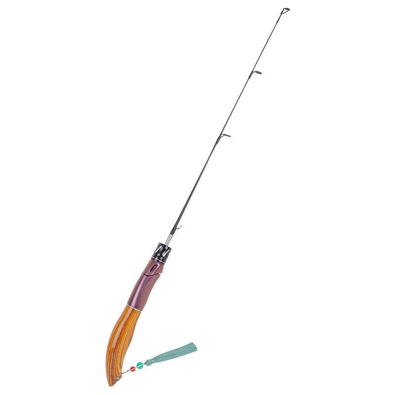 Ice Fishing Rod Set 2023: Winter Carbon Rod with Round and Flat Tips, Mini Size, Straight Handle