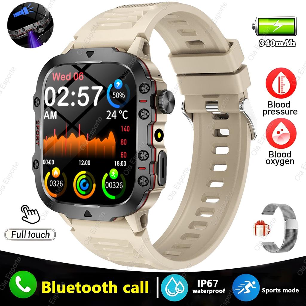 New Military Smart Watch Men IP68 5ATM Outdoor Sports Fitness Tracker Health Monitoring 1.81Inch Bluetooth Calls Smartwatch