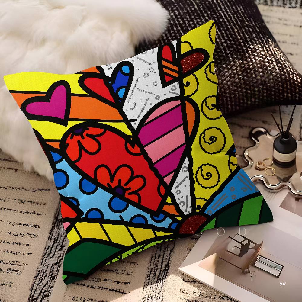 Colors R-Romero B-Britto Art Personalized Pillow Cover Kids Bedroom Wild Party Decor Pillowcase Kid Birthday Shower Gift