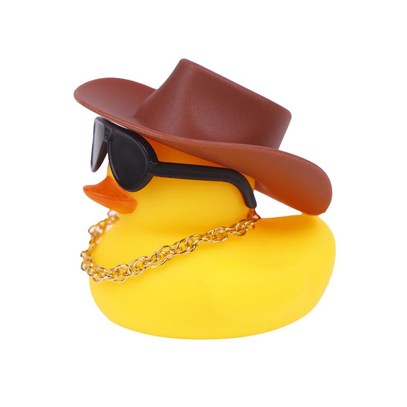 

1 Set Cool Car Accessories With Cowboy Hat Necklace And Sunglasses Rubber Duck Car Ornaments Duck Car Dashboard Decorations A9