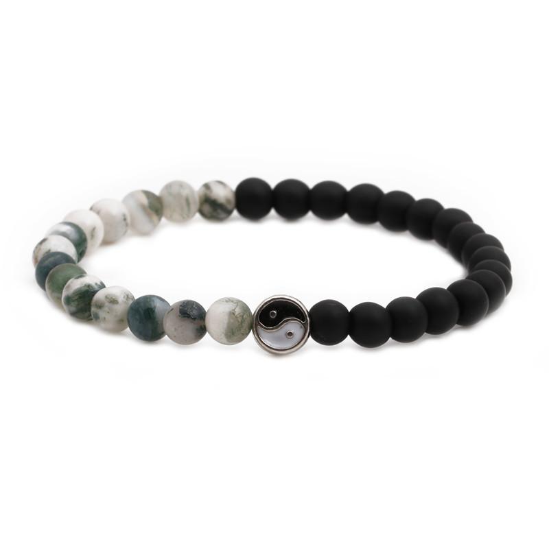 Distance beaded Bracelet Fashion Natural Stone two colors Yin Yang Charm Bracelets for Men Women Friendship couple