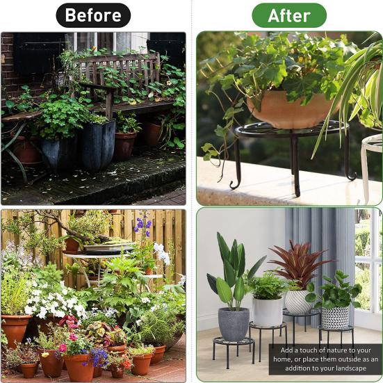 5Pcs Plant Stand Sturdy Base Rust-free Weather-resistant Iron Art Heavy Duty
