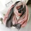 Color Matching Thin Fabric Cotton Scarf Simple Elegant Two-Color Scarf Vintage Versatile Long Shawl Men
