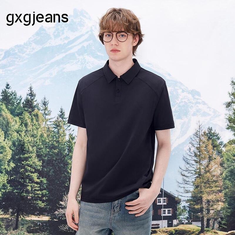 GXGJEANS Men s Shoulder Panel Short Sleeve Polo Shirt M