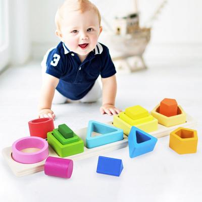 Sortier- und Stapelspielzeug aus Holz, lustiges Lernspiel, Feinmotorik, Mustererkennung, Holzblock für Kleinkinder