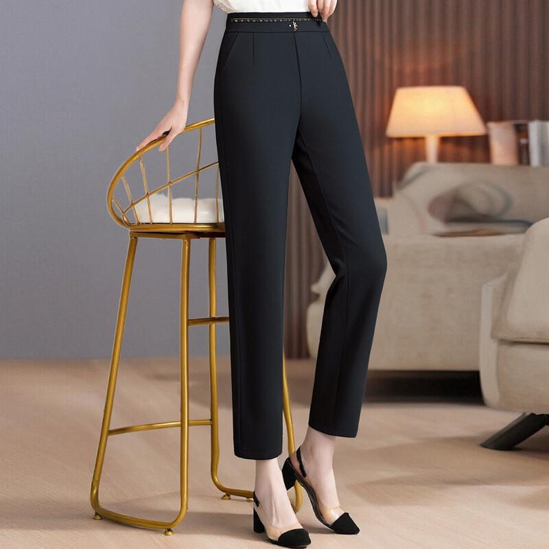 Pasite Women s Elastic Waist Straight-Leg Casual Pants 3XL