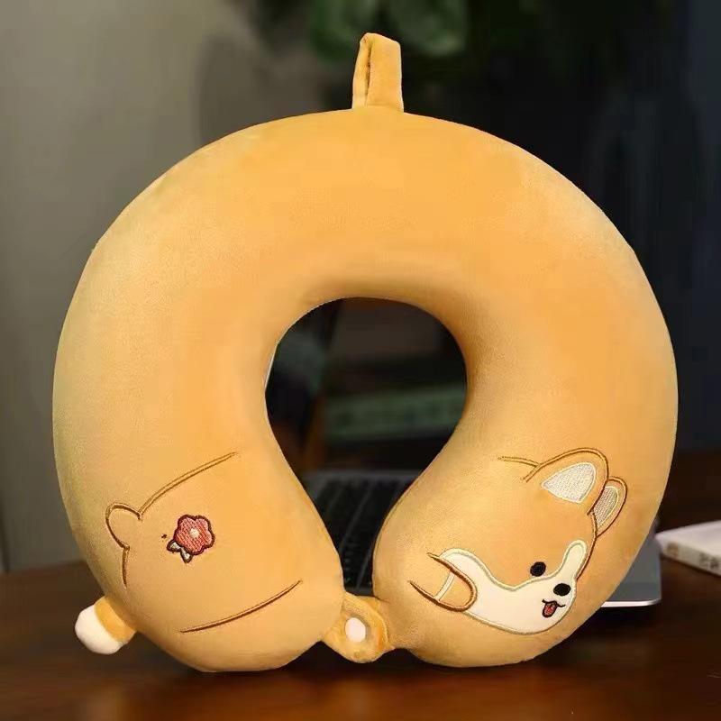 Customizable Cartoon Embroidery U-Shaped Memory Foam Neck Pillow for Travel & Home