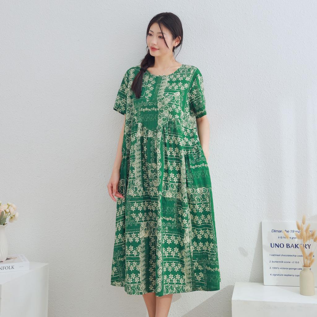 Dimanaf 2025 Women Plus Size Spring Summer Dress Floral Dress Basic Vintage Loose Long Dress Maxi