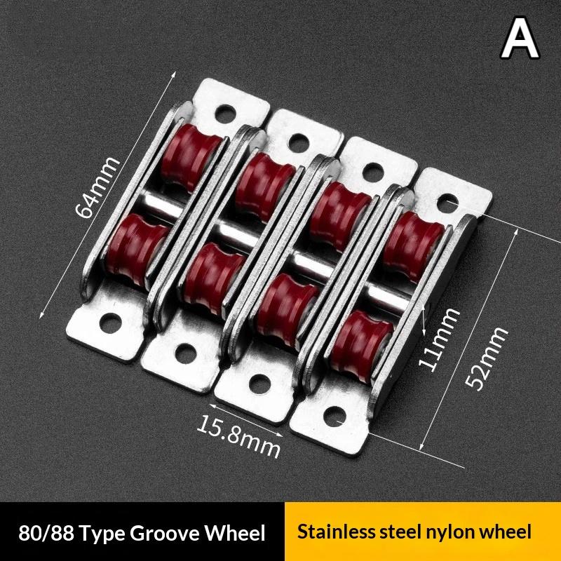 Silent Sliding Window Pulley 4 Pcs Nylon Steel Slot Wheel Heavy Duty Universal Door Window Sliding Replacement Fittings for Home