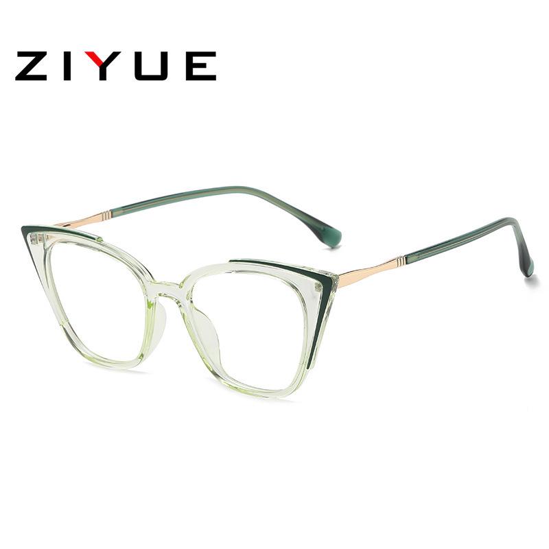 Women's Cat-Eye Prescription Glasses with Spring Hinge, Anti-Blue Light Slimming Design for Larger Faces.