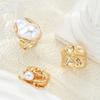 3Pcs Baroque Faux Pearl Ring Vintage Adjustable Opening Alloy Ring Women Golden Finger Ring Fashion Jewelry Accessories