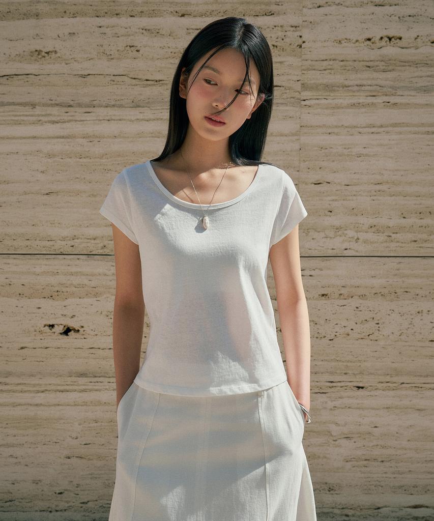 Siyajyu Sitp5286 Cap Sleeve Slim Short Sleeve T-Shirt_White