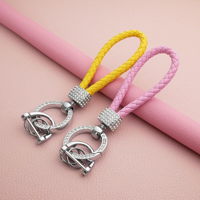 Handcrafted Braided Rope Keychain Sparkling  - Stylish Monochrome Car Key Ring Fashion-Forward Accessory