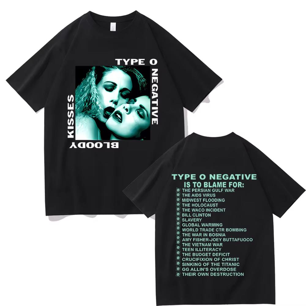 Type O Negative 1993 Bloody Kisses Touring T Shirts Men s Women Vintage Gothic Rock Metal Tshirt Men s Cotton Oversized T-shirts S разноцветный