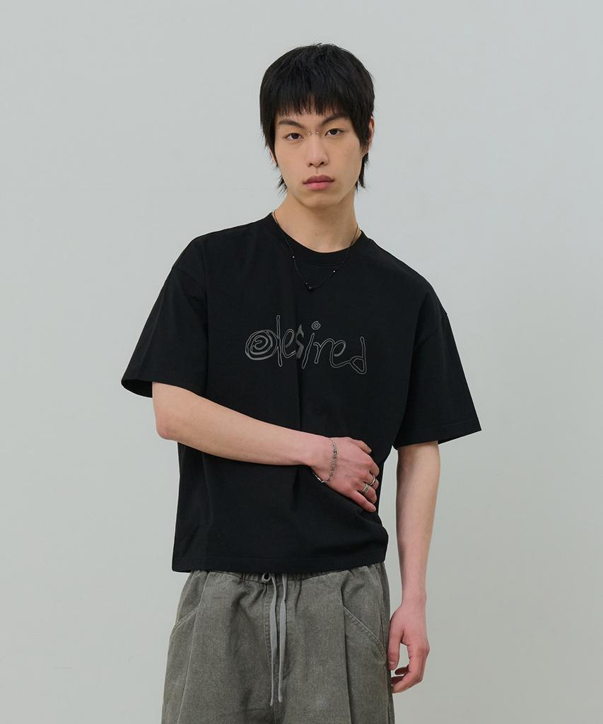Desiledeu Front Graphic Crop Short Sleeve T-Shirt-Fbsk5805D03