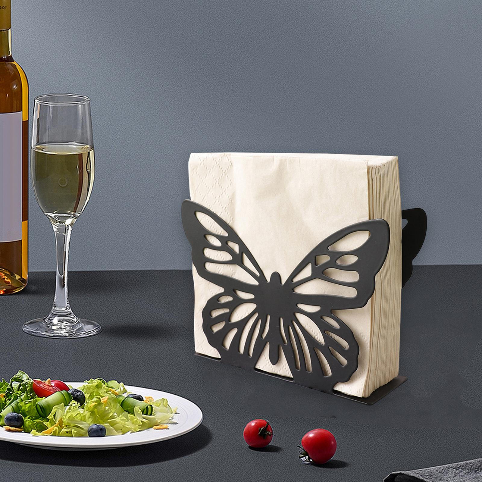

Butterfly Napkin Holder Countertop Organizer Compact Versatile Metal Tissue Dispenser for Cafe Home чорний
