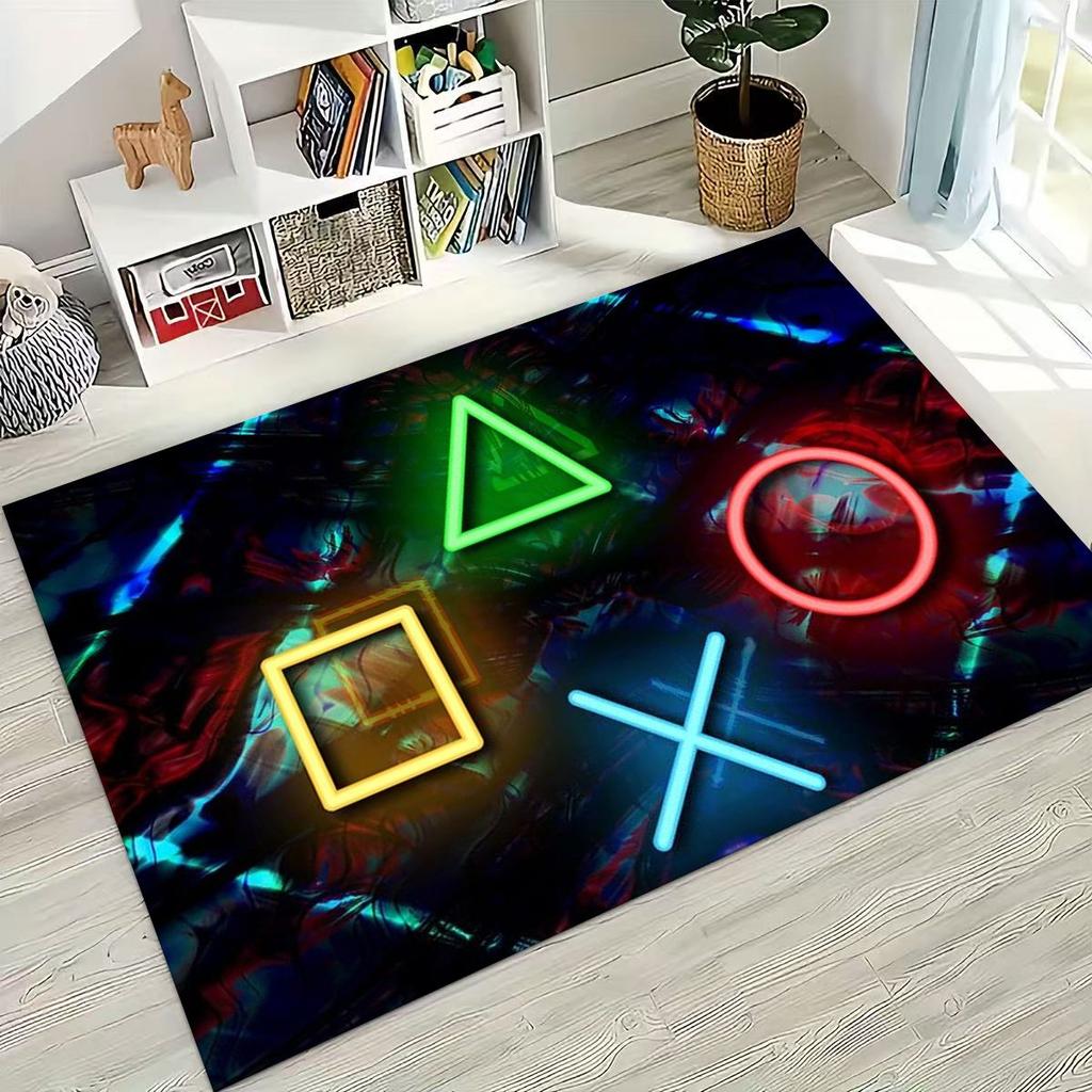 New Gamer Zone Game Controller Cartoon Playroom Rug for Bedroom Living Room Sofa Home Doormat Decor, Kid Non-slip Floor Mat