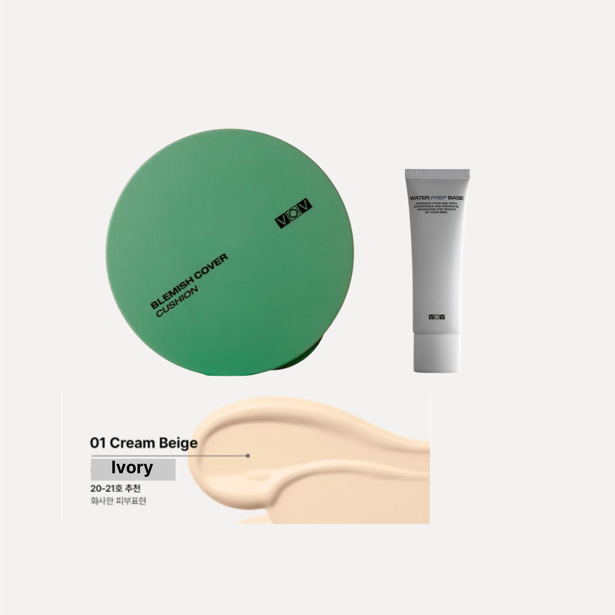 

[VOV] Perfect Makeup Set: Water Prep Base (25g) + Blemish Cover Cushion Velvet (15g) - Long-lasting, Matte Finish, Hydrating K-Beauty