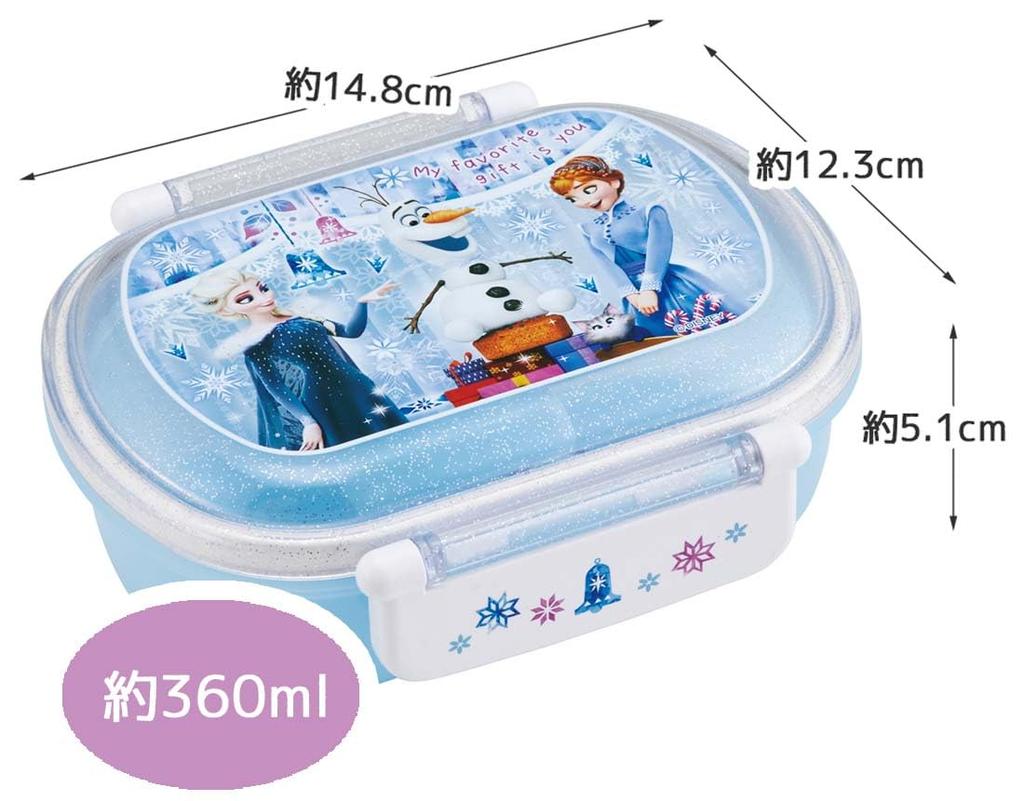 Skater Lunch 1 with Fluffy Meal Made in Disney Frozen Set Kids' Box, Tier, 360ml, Inner, Dome-Shaped, Container, Antibacterial, Japan, Design,